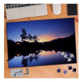 260 Gece Göl Kenarı Orman Manzarası 240 Parça Puzzle Yapboz Tablo