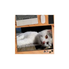2640444 Yorgun Beyaz Kedi 240 Parça Puzzle Yapboz