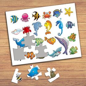 26427 Deniz Canlıları Kolyajı Çocuklara Özel Puzzle Yapboz Tablo