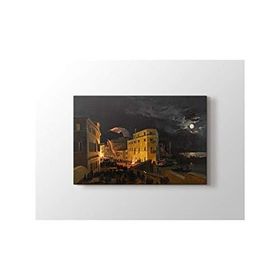 2645 Sanat Ippolito Caffi Nocturnal Feast In Via Eugenia Yatay 40x60 cm Kanvas Tablo