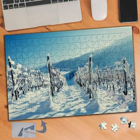 266 Karlı Ağaç Findanlar Manzarası 240 Parça Puzzle Yapboz Tablo