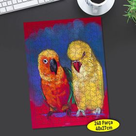 266141426 Çizimsel Renkli Papağanlar 240 Parça Puzzle Yapboz