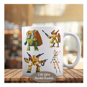 2683 Teknolojik Sevimli Robotlar Baskılı Kupa Bardak