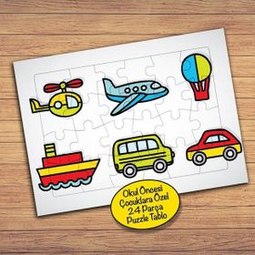 272PZ Taşıtlar Kavramı Çocuklara Özel Eğitici Puzzle Yapboz Tablo
