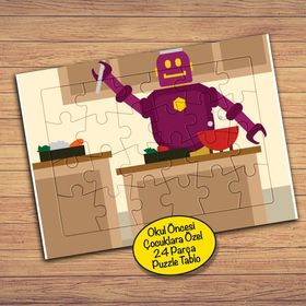 276PZ Mutfaktaki Aşçı Robot Çocuklara Özel Puzzle Yapboz Tablo