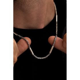 2,8 mm Zincir Silindir Parçalı Model Kral Gümüş Erkek Kolye