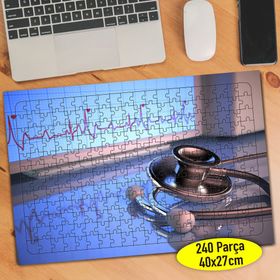 28 Sağlık Sektörü Steteskop Kalp Grafiği 240 Parça Puzzle Yapboz