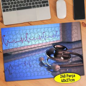 28 Sağlık Sektörü Steteskop Kalp Grafiği 240 Parça Puzzle Yapboz