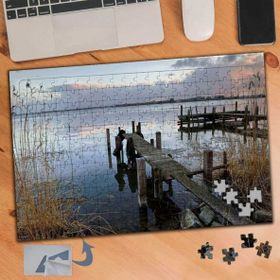 280 Gölde Eski Tahta İskele Manzarası 240 Parça Puzzle Yapboz Tablo