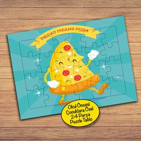 2805 Yürüyen Mutlu Pizza Dilimi 24 Parça Çocuklara Özel Yapboz Tablo