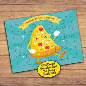 2805 Yürüyen Mutlu Pizza Dilimi 24 Parça Çocuklara Özel Yapboz Tablo