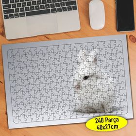 28380 Gri Zeminde Sevimli Yavru Tavşan 240 Parça Puzzle Yapboz