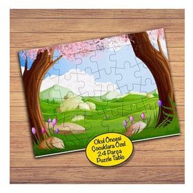 28787 Orman Ağaçlar Çiçekler Çocuklara Özel Puzzle Yapboz Tablo