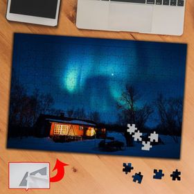 2888D Kuzey Işığı Altında Ahşap Ev 240 Parça Puzzle Yapboz Tablo