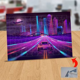 2945 Mor Gökyüzü Altında Şehir Yolu 99 Parça Puzzle Yapboz Tablo