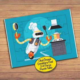 295PZ Mutfakta Robot Aşçı Çocuklara Özel Puzzle Yapboz Tablo