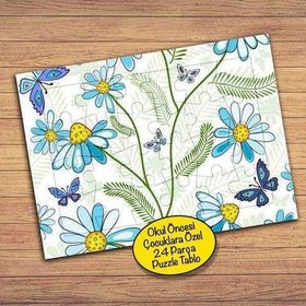 29748 Mavi Papatyalar Çocuklara Özel Puzzle Yapboz Tablo