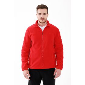 2AS Saka Kırmızı Tam Fermuarlı Erkek Polar Sweatshirt