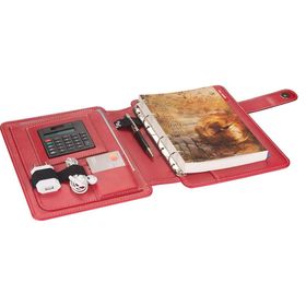 2K 5296 Ajanda Tarihsiz Kareli Suni Deri Telefon Kılıflı 4 Halka Mekanizmalı Hesap Makineli Organizer, Kırmızı