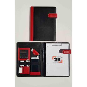 2K 7000 Siyah Suni Deri Hesap Makinalı A4 Kapaklı Sekreterlik