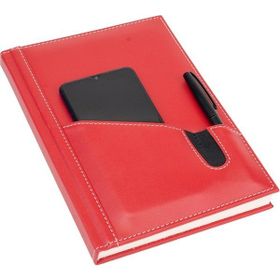 2K Deri Telefon Kılıflı Kapak Defter Tarihsiz Kareli Kırmızı 17x24 cm Ajanda