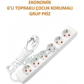 2'li 6 Metre Topraklı Çocuk Korumalı Grup Priz