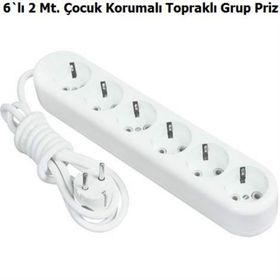 2'li 6 Metre Topraklı Çocuk Korumalı Grup Priz