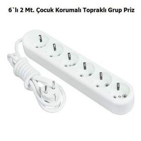 2'li 6 Metre Topraklı Çocuk Korumalı Grup Priz