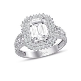 3.5 Karat Görünümlü Baget Kesim Beyaz Altın Yüzük