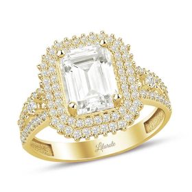 3.5 Karat Görünümlü Baget Kesim Sarı Altın Yüzük
