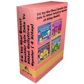3-6 Yaş Okul Öncesi Çocuklar için Zeka ve Dikkat Geliştren Oyunlar Seti - 4 Kitap Takım - Kolektif