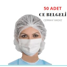 3 Katlı Medikal Lastikli Cerrahi 50 Adet Yüz Maskesi