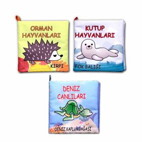 3 Kitap Tox Orman Deniz ve Kutup Hayvanları Kumaş Sessiz Kitap