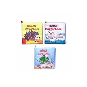 3 Kitap Tox Orman Deniz ve Kutup Hayvanları Kumaş Sessiz Kitap
