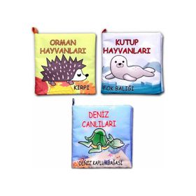 3 Kitap Tox Orman Deniz ve Kutup Hayvanları Kumaş Sessiz Kitap