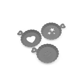 3' lü Gri Plastik Tatlı Kahve Pasta Süsleme Tabağı Kalıbı Şablonu