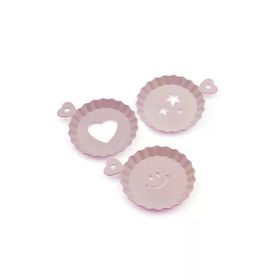 3' lü Pembe Plastik Tatlı Kahve Pasta Süsleme Tabağı Kalıbı Şablonu