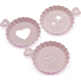 3' lü Pembe Plastik Tatlı Kahve Pasta Süsleme Tabağı Kalıbı Şablonu