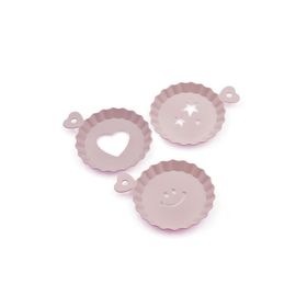 3' lü Pembe Plastik Tatlı Kahve Pasta Süsleme Tabağı Kalıbı Şablonu