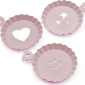 3' lü Pembe Plastik Tatlı Kahve Pasta Süsleme Tabağı Kalıbı Şablonu
