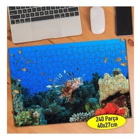 3 Mavi Su Altı Denizinde Renkli Balıklar 240 Parça Puzzle Yapboz
