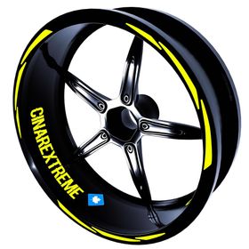 3 Parça Tasarımlı Floresan Sarı Jant Şeridi Sticker Çınar Extreme