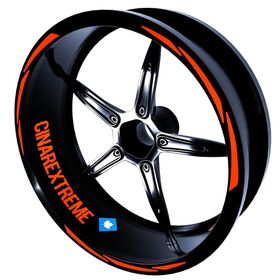 3 Parça Tasarımlı Floresan Turuncu Jant Şeridi Sticker Çınar Extreme