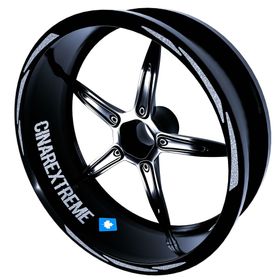 3 Parça Tasarımlı Yaldızlı Gümüş Jant Şeridi Sticker Çınar Extreme