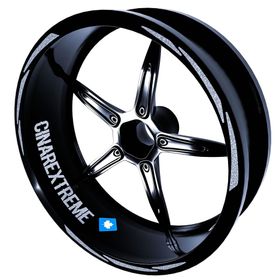 3 Parça Tasarımlı Yaldızlı Gümüş Jant Şeridi Sticker Çınar Extreme