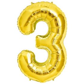 3 Rakamı Altın Folyo Balon