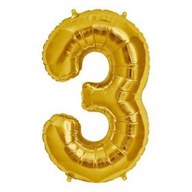 3 Rakamı Altın Folyo Balon