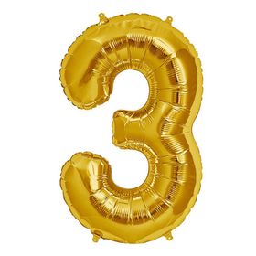 3 Rakamı Altın Folyo Balon