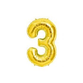 3 Rakamı Altın Folyo Balon