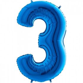 3 Rakamı Mavi 100 cm Folyo Balon